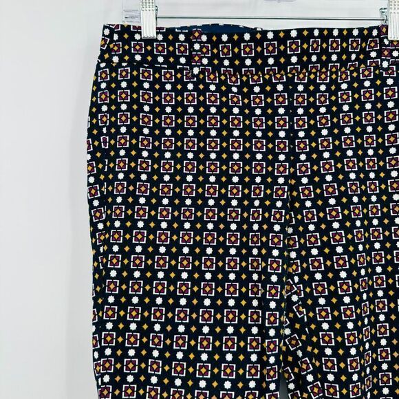J. Crew Size 6 Navy Blue Geometric Printed Side Zip Winnie Capri Pants - Picture 4 of 8